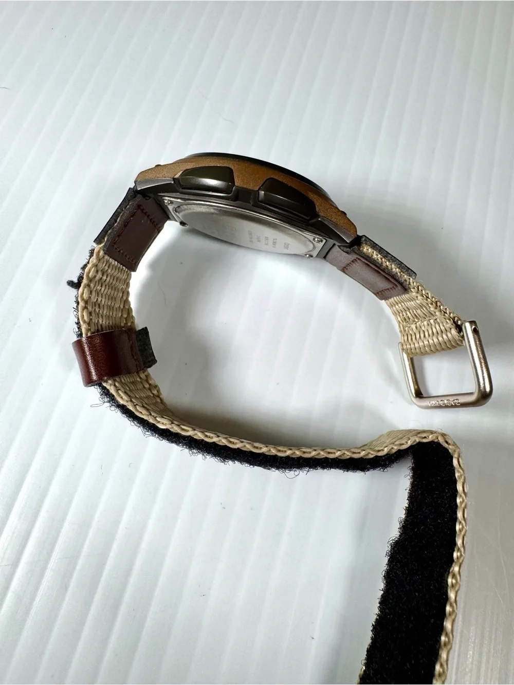 Casio Telememo AW80V-5BV Illuminator Brown Leather and Nylon Hook & Loop Strap